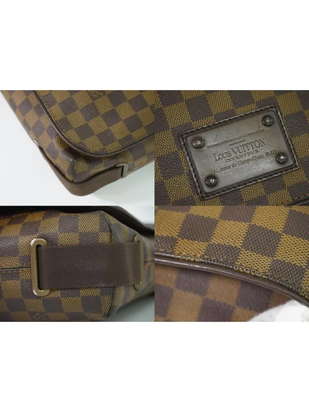 Louis Vuitton LV Brooklyn MM Damier Ebene Shoulder Bag Brown Vintage